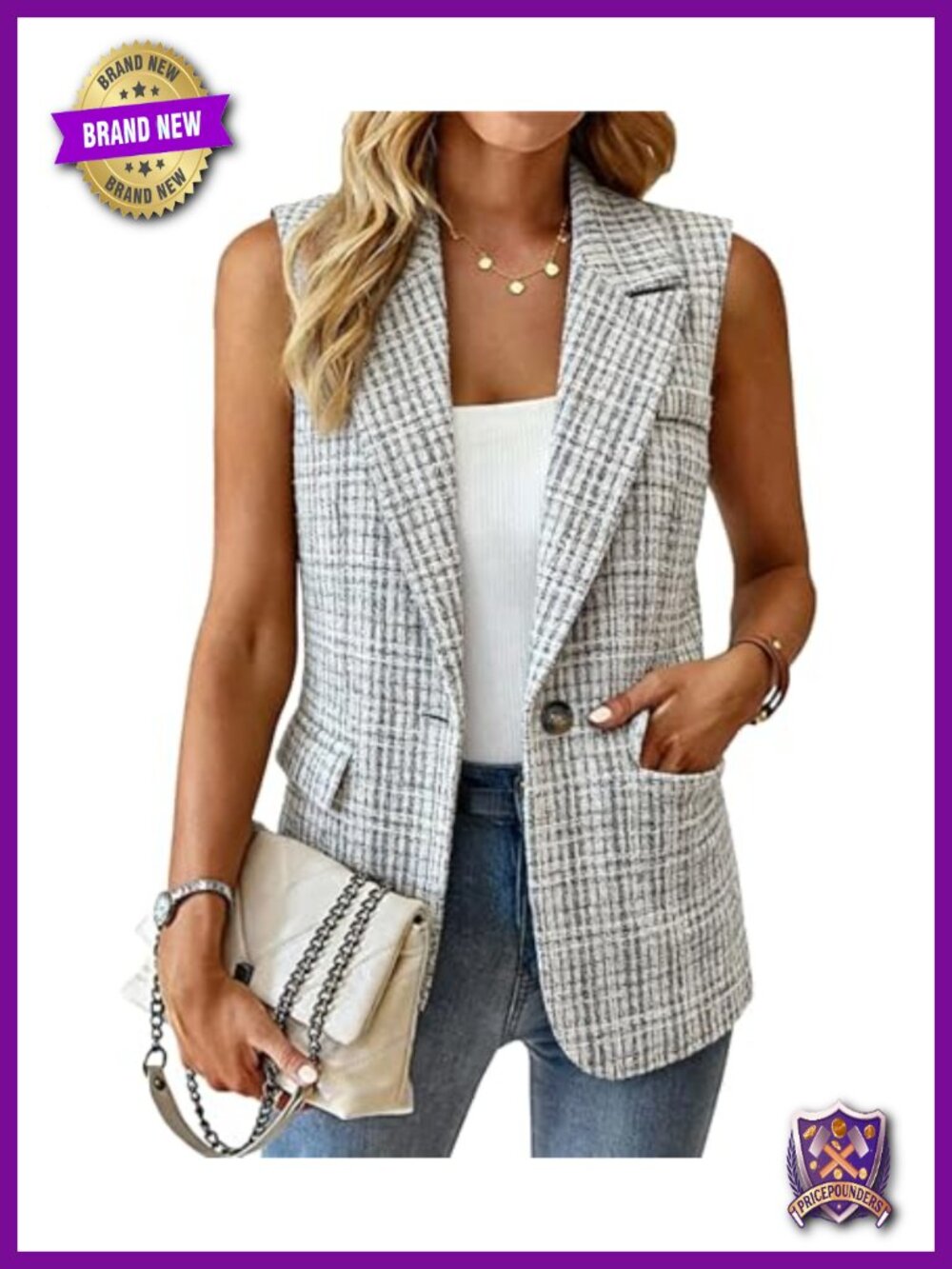 Sleeveless Blazer Vest Women's Open Front Casual Work Office Lightweight
